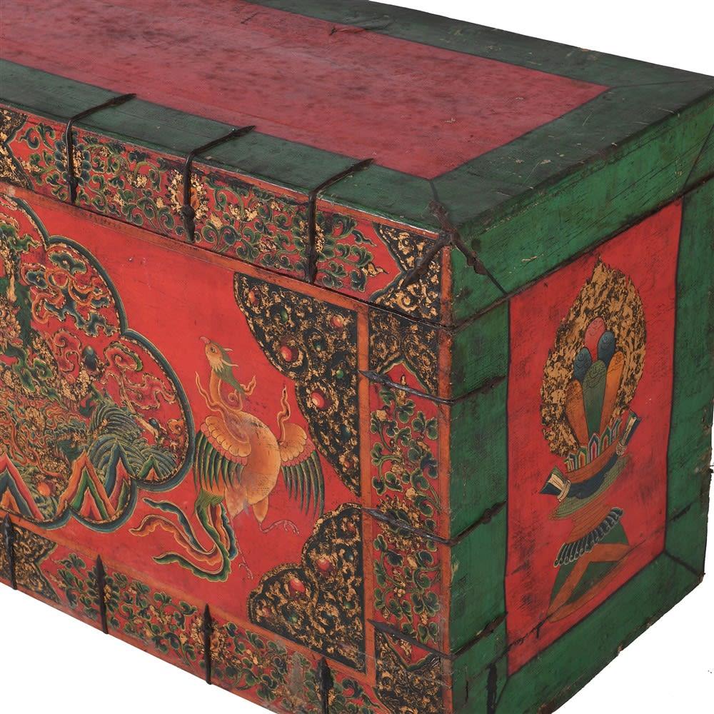 Hand Painted Antique Tibetan Chest - BARNBURY