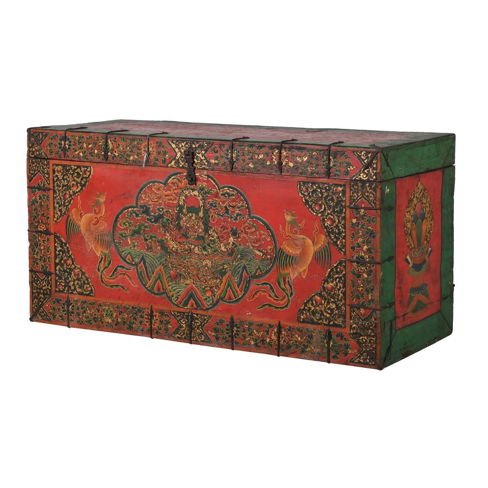 Hand Painted Antique Tibetan Chest Vintage & Antique Barnbury