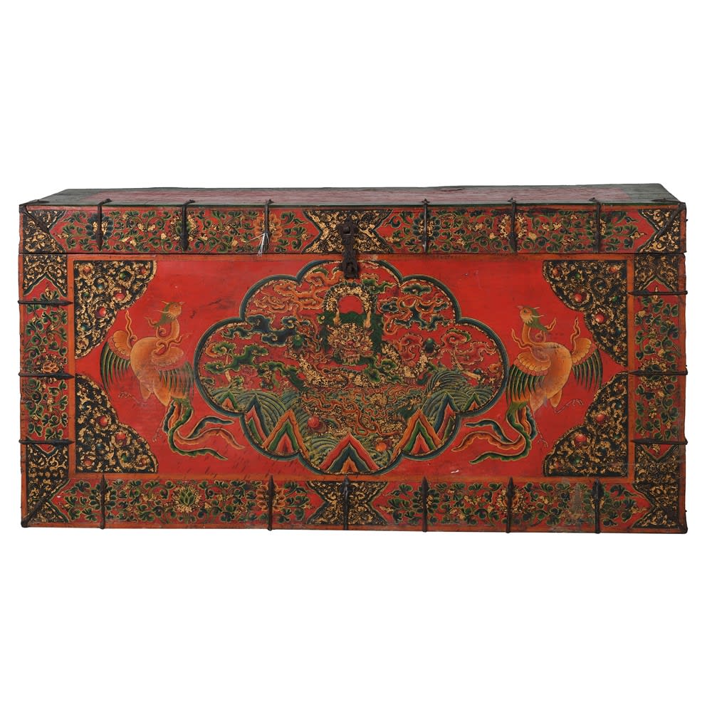 Hand Painted Antique Tibetan Chest Vintage & Antique Barnbury