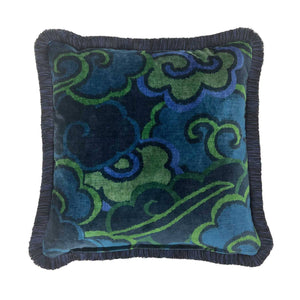 Blue/Green Storm Velvet Cushion - Barnbury