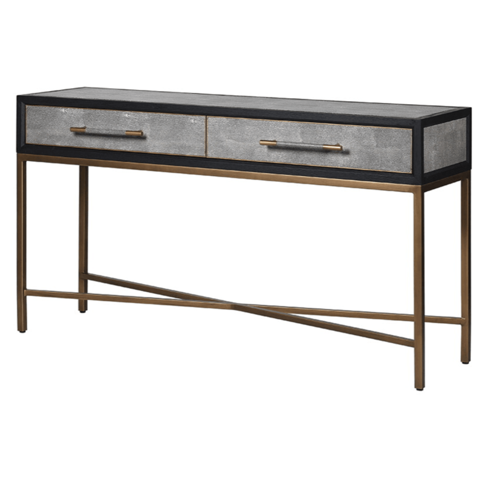 Islington Black Oak and Faux Shagreen Console Console Barnbury