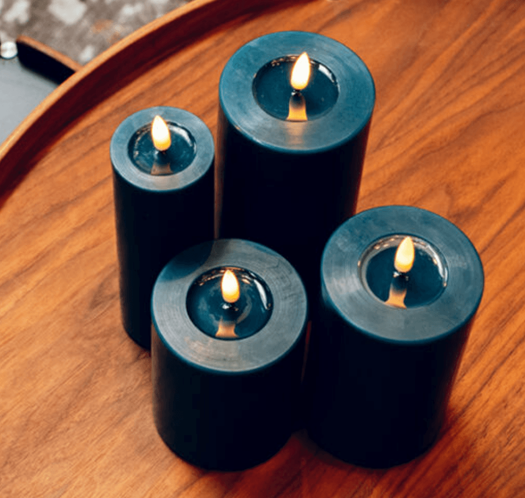Petrol Blue Wax LED Battery Candles Flameless Candles Barnbury