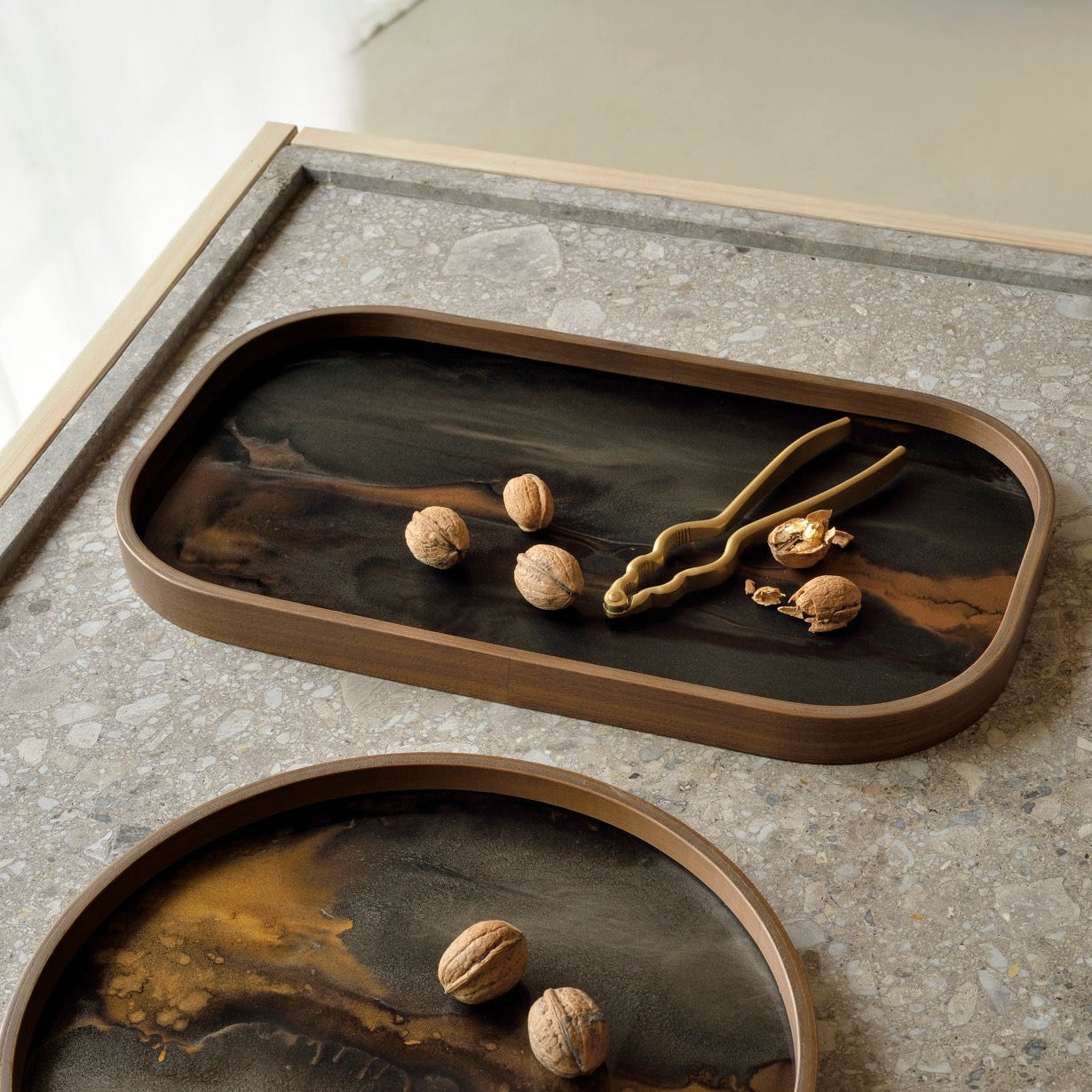 Rectangle Bronze Organic Tray Decorative Trays Ethnicraft