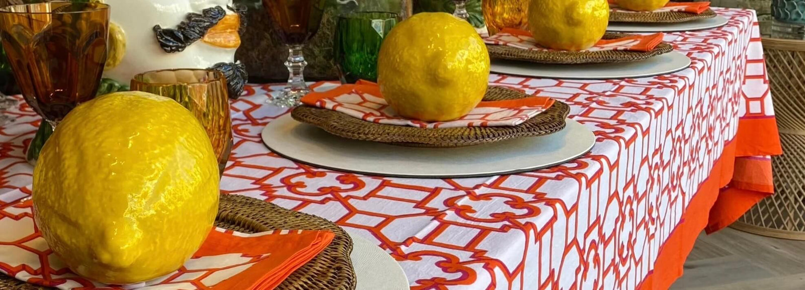 Caspari cotton tablecloth.