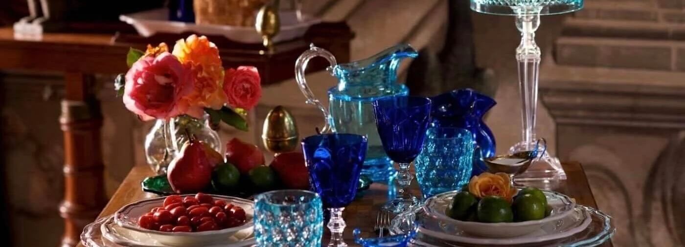 Mario Luca Giusti Acrylic glasses on table.