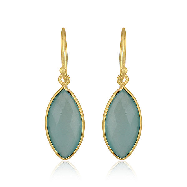 18ct Gold Aqua Chalcedony Earrings Earrings Barnbury 