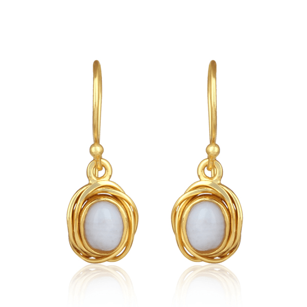 18ct Gold Plated Blue Lace Agate Earrings Earrings Barnbury 
