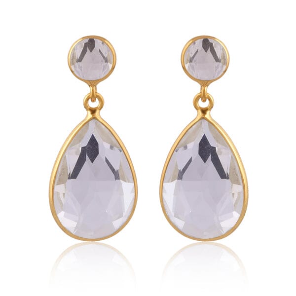 18ct Gold Plated Crystal Quartz Earrings Earrings Barnbury 