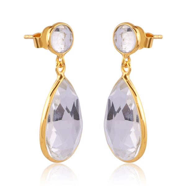 18ct Gold Plated Crystal Quartz Earrings Earrings Barnbury 
