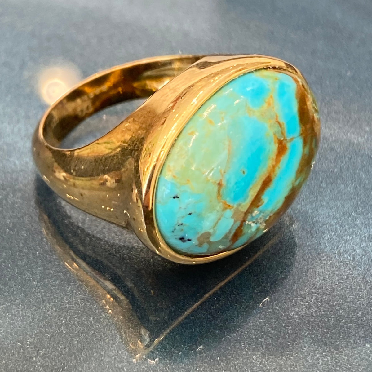18ct Gold Vermeil Kingman Turquoise Ring Ring Barnbury 
