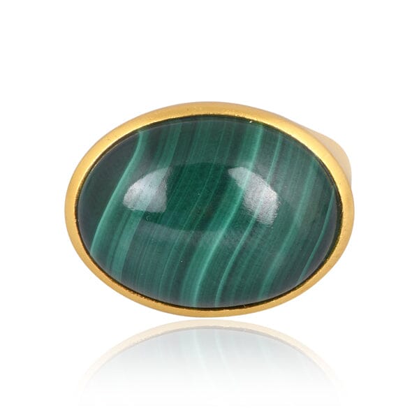 18ct Gold Vermeil Malachite Ring - BARNBURY