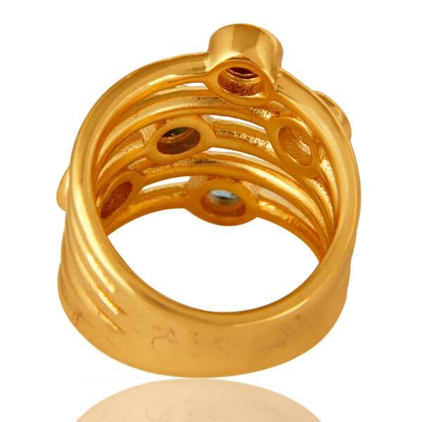18ct Gold Vermeil Multi Gemstone Stacked Ring - BARNBURY