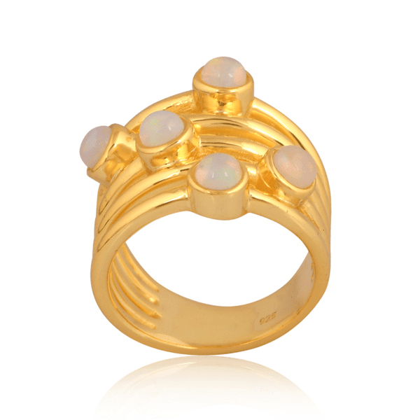 18ct Gold Vermeil Multi Opal Stacked Ring - BARNBURY