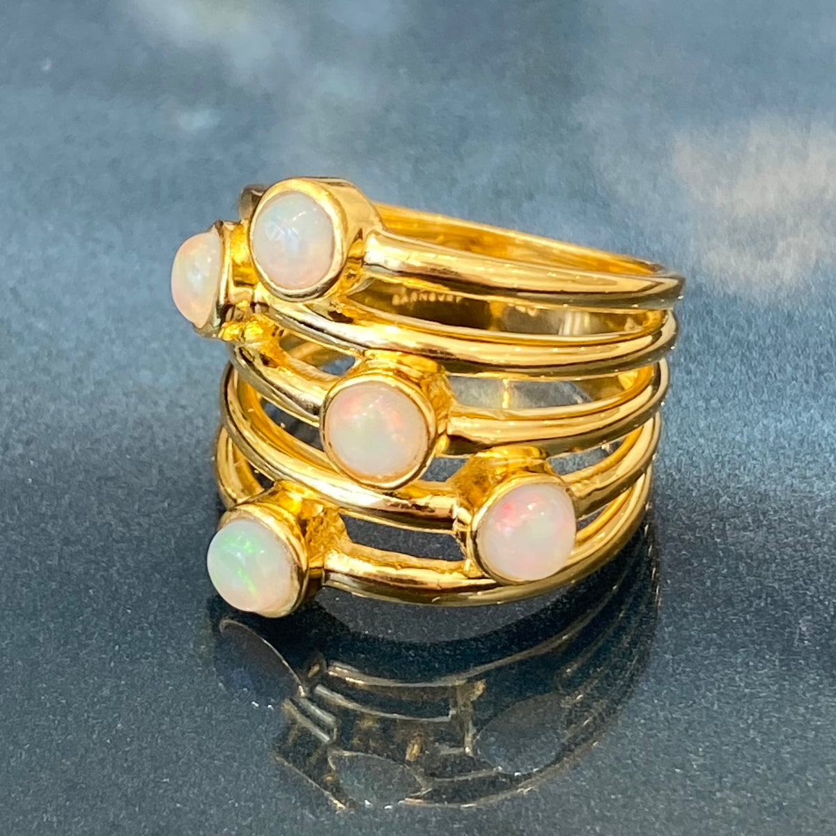 18ct Gold Vermeil Multi Opal Stacked Ring Ring Barnbury 