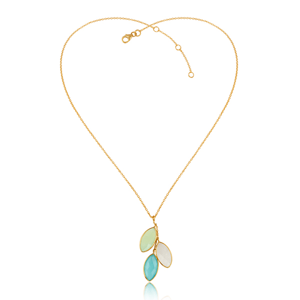 18ct Vermeil Plated Triple Gem Stone Necklace Necklaces Barnbury 
