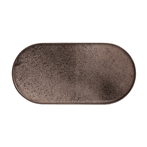 Oblong Aged Bronze Mirror Tray Tray Ethnicraft 
