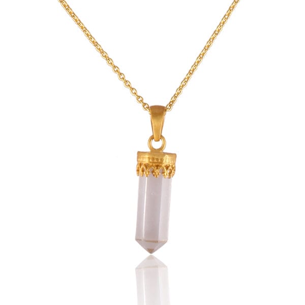 18ct Gold Vermeil Crystal Quartz Cut Pencil necklace Necklace Barnbury 