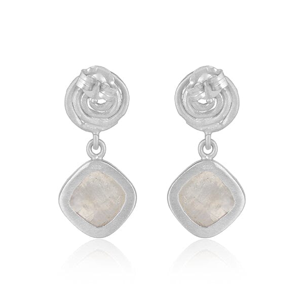 Sterling Silver Rainbow Moonstone Drop Earrings Earrings Barnbury 