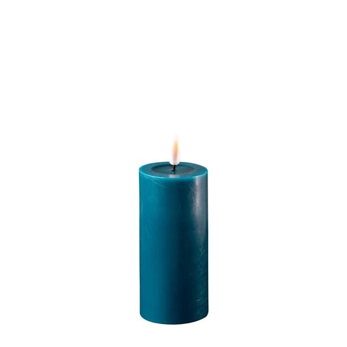 Petrol Blue Wax LED Battery Candles Flameless Candles Barnbury 5cm x 10cm 