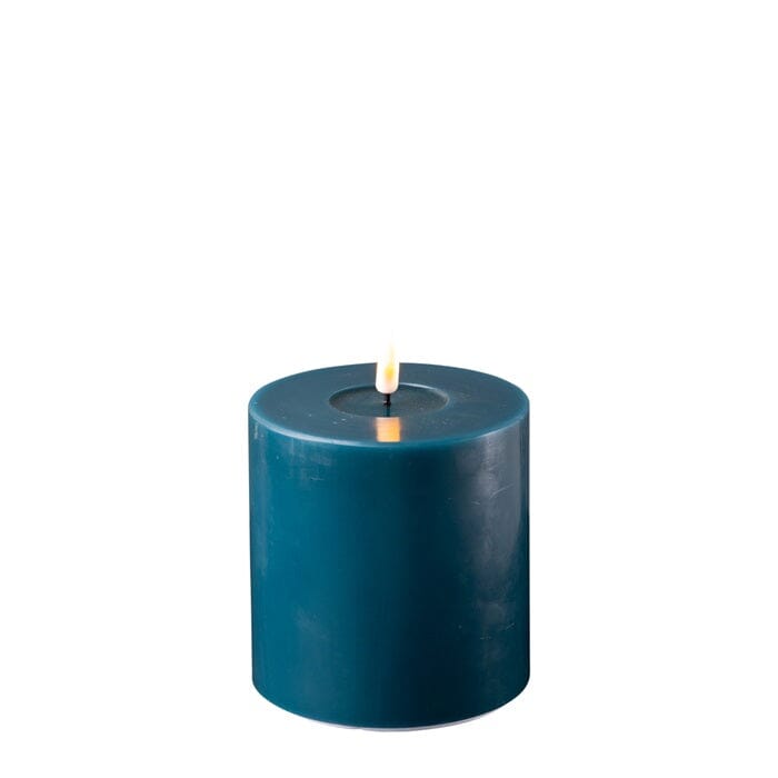 Petrol Blue Wax LED Battery Candles Flameless Candles Barnbury 10cm x 10cm 