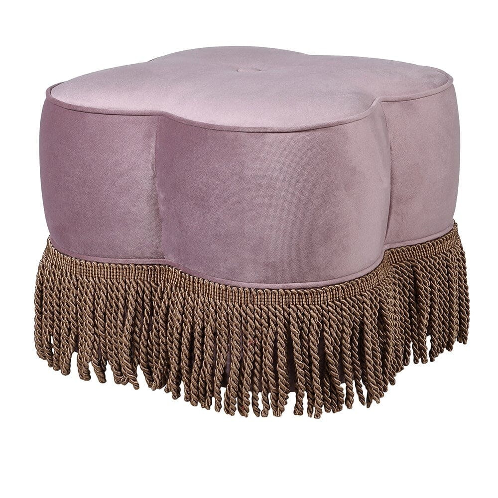 Dita Pink Velvet Pouf Footstool BARNBURY 
