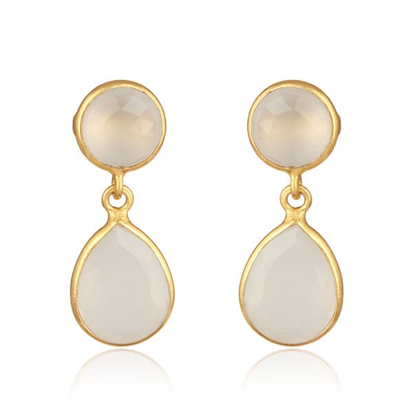 18ct Gold Plated White Chalcedony Earrings Earrings Barnbury 