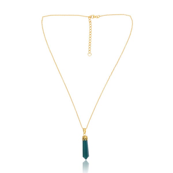 18ct Gold Vermeil Green Onyx Cut Pencil necklace Necklace Barnbury 