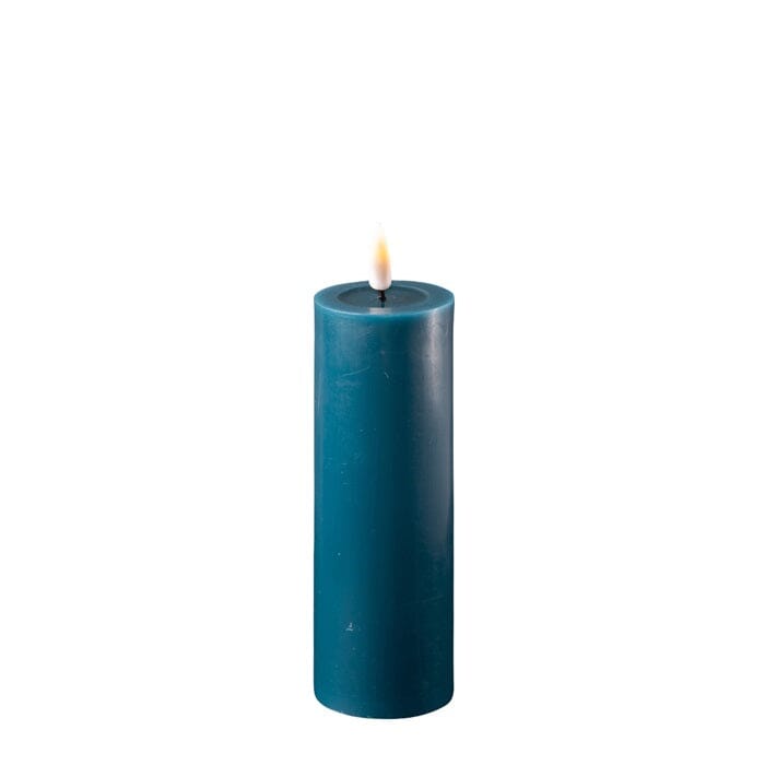 Petrol Blue Wax LED Battery Candles Flameless Candles Barnbury 5cm x 15m 
