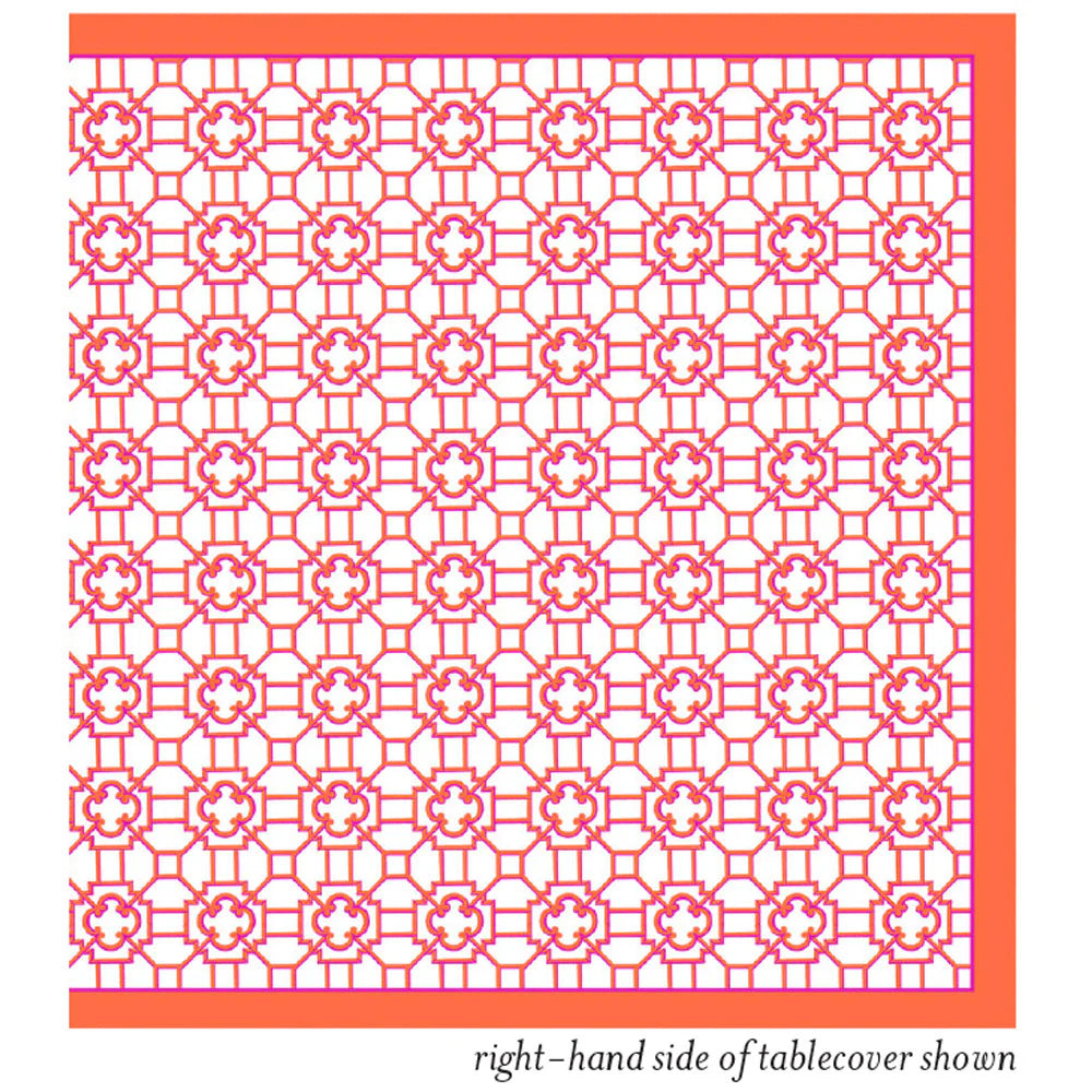 Caspari Fuchsia Trellis Fabric Table Cover