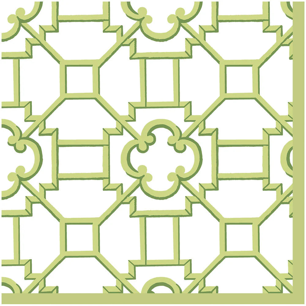Caspari Green Trellis Cloth Dinner Napkins - Set of 4