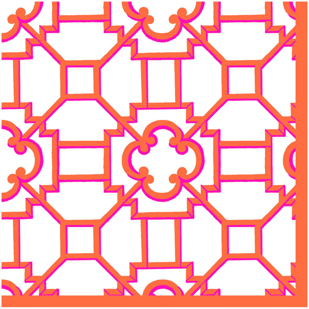 Caspari Fuchsia Trellis Cloth Dinner Napkins - Set of 4
