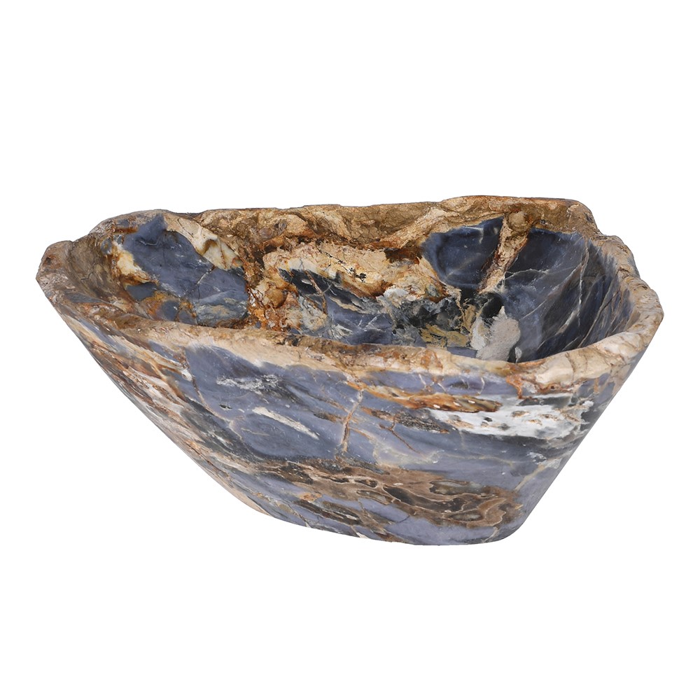 Polished Blue Jasper Bowl with Cream Rim