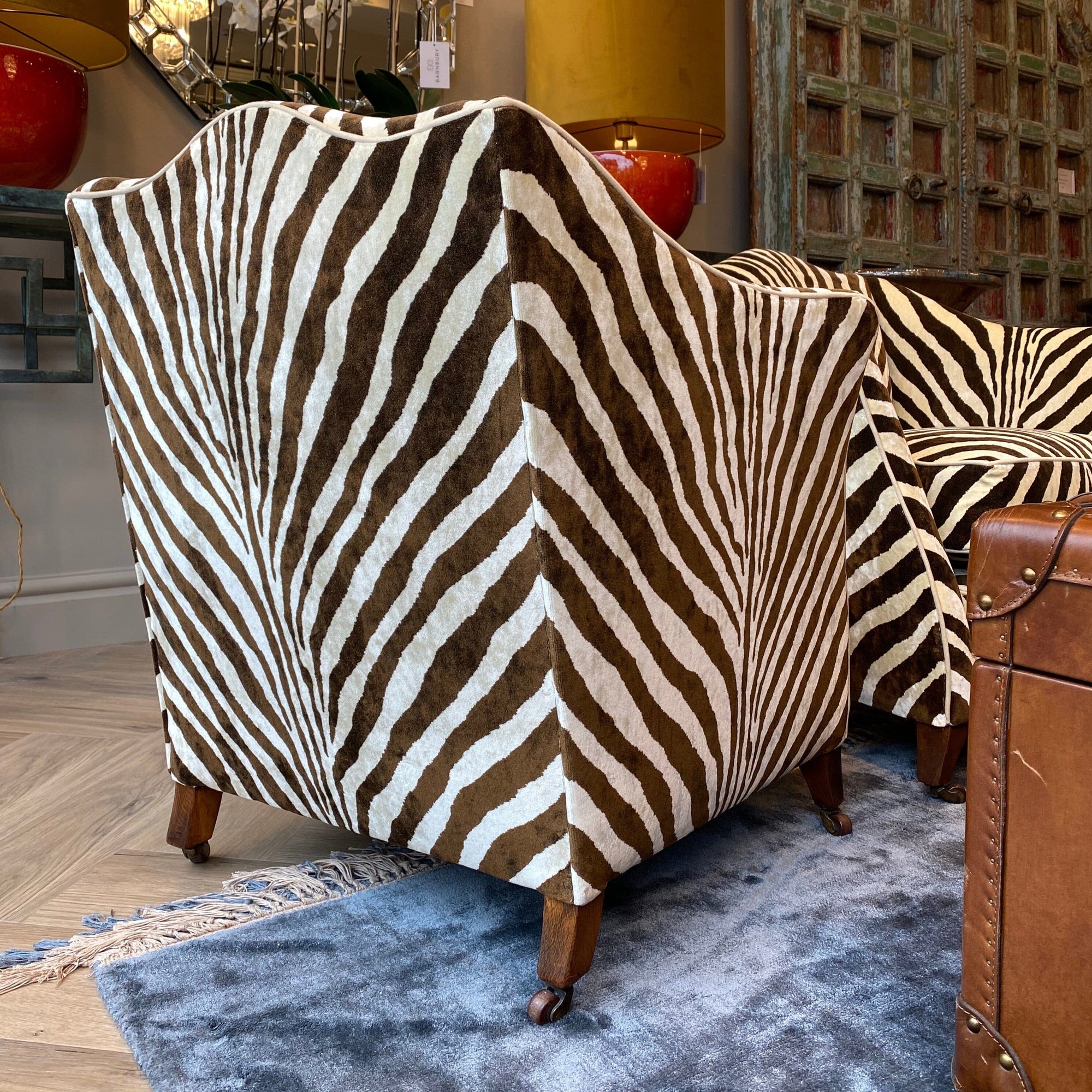 Pair of early 20th Century Chairs in Ralph Lauren Barnbury 