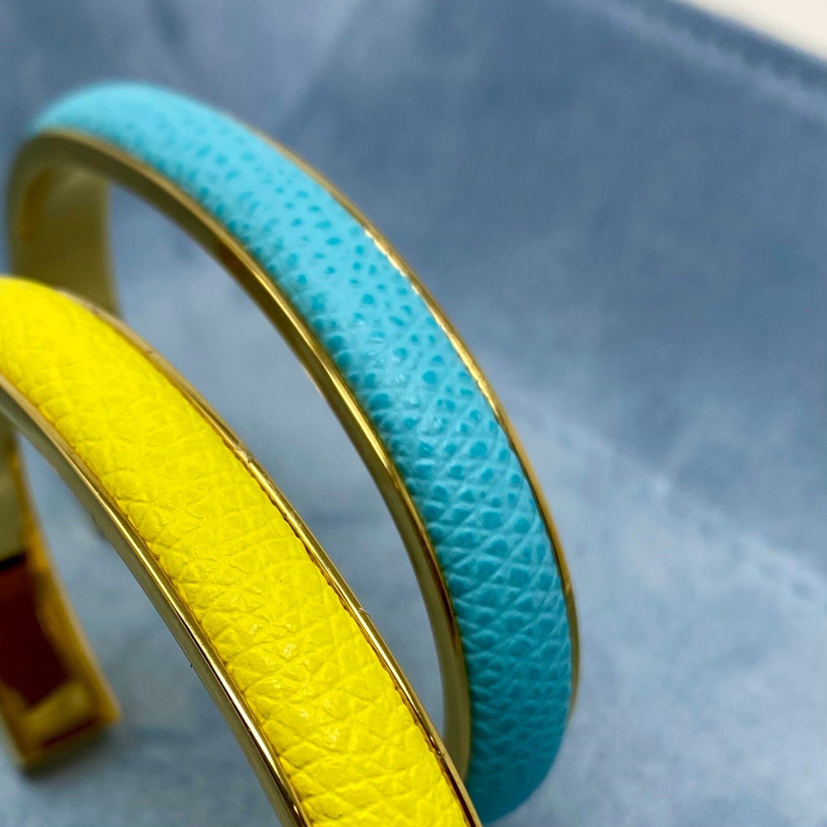Capri Blue 1cm Leather & Gold Bracelet - Barnbury