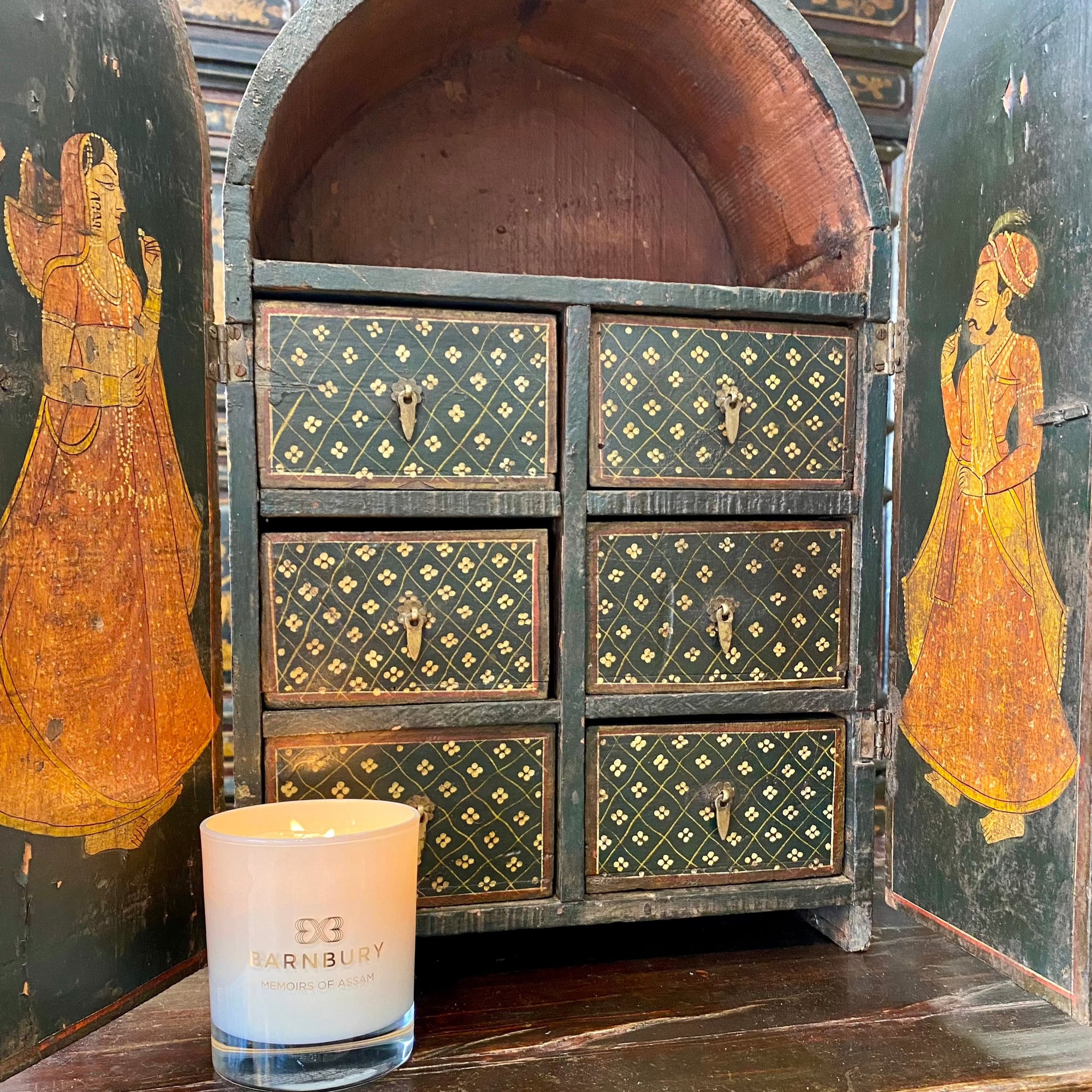 Small Painted Antique Indian Almirah Cabinet Barnbury 