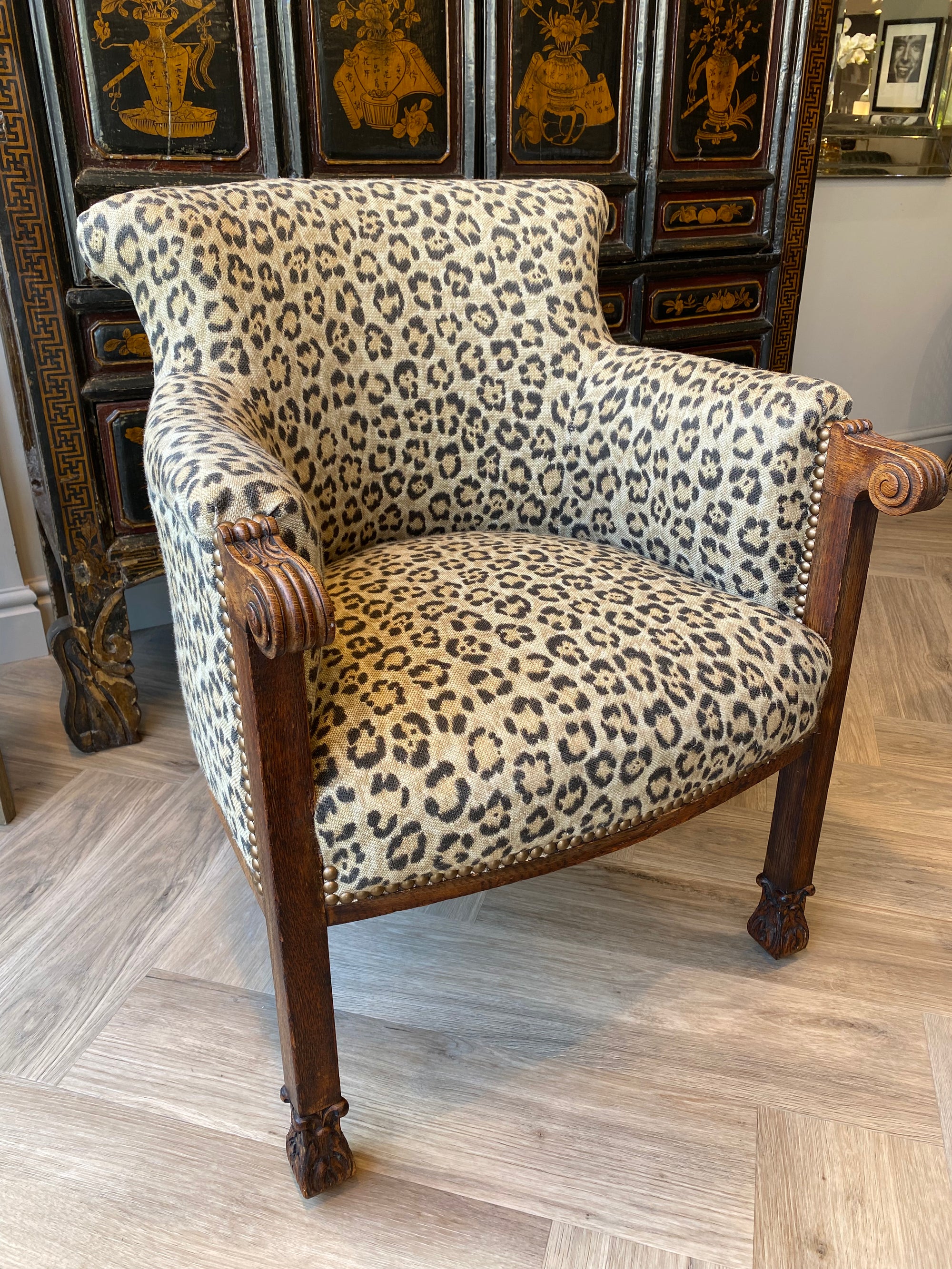 Pair of early 20th Century Chairs in Ralph Lauren Barnbury 