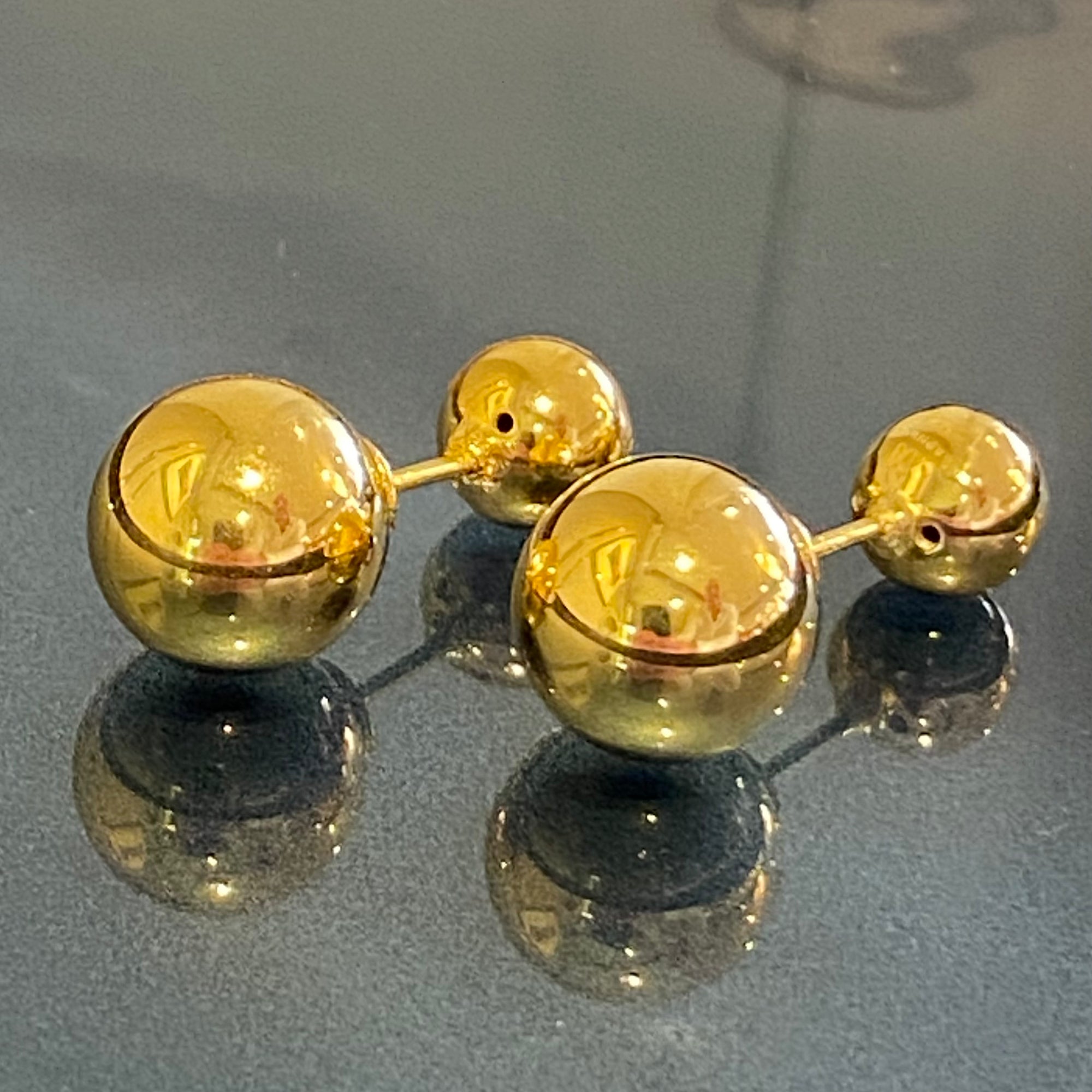 18ct Gold Plated Double Ball Stud Earrings