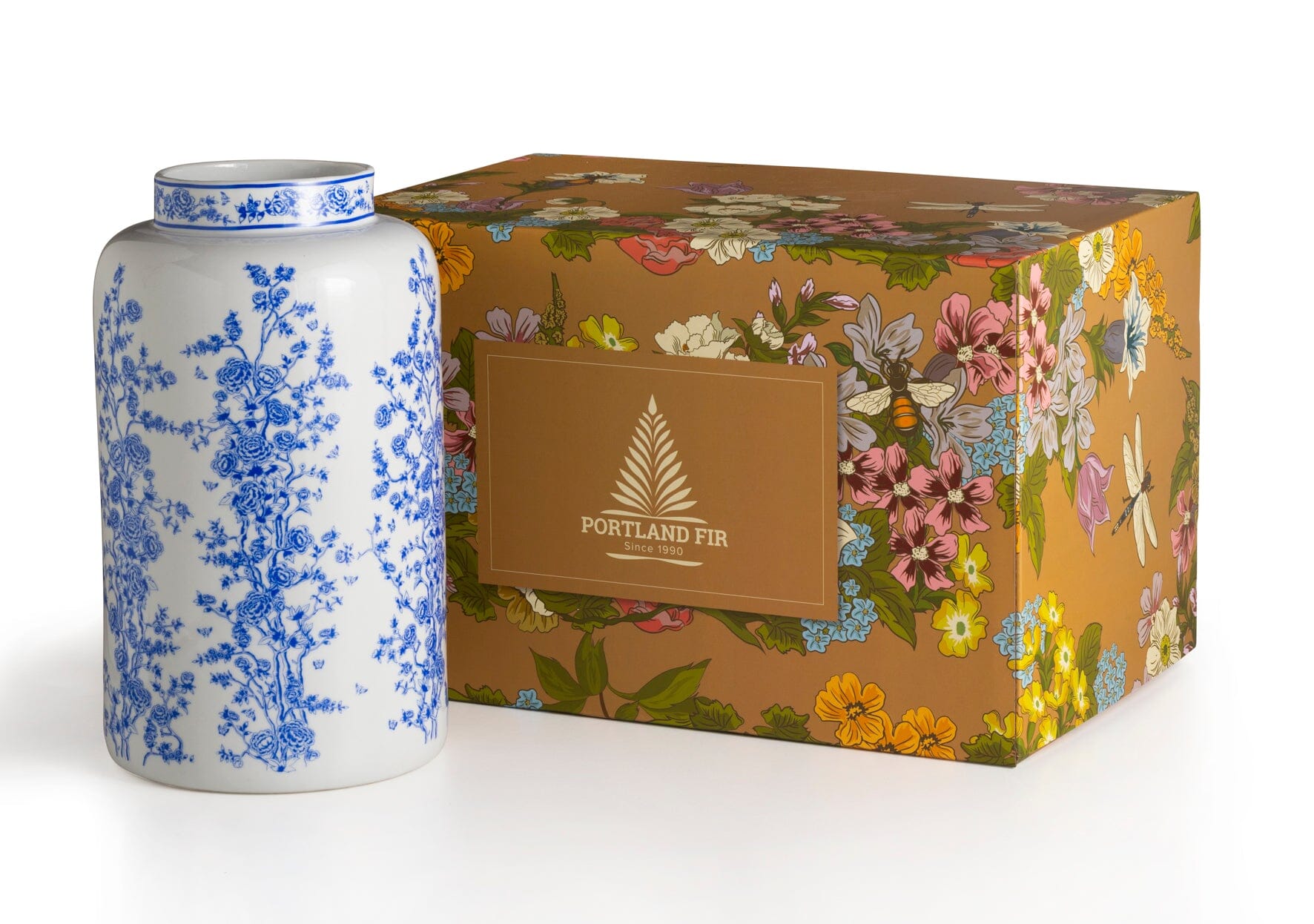 Blue and White Chinese Floral Vase Vases Portland Fir 