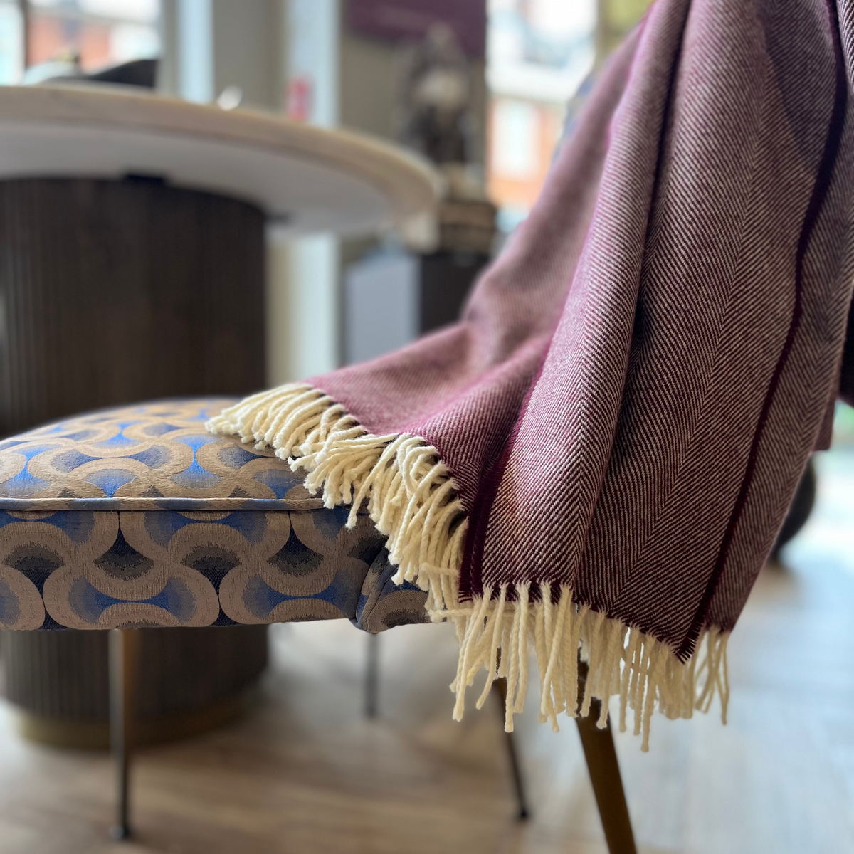 Burgundy Supersoft Merino Herringbone Throw