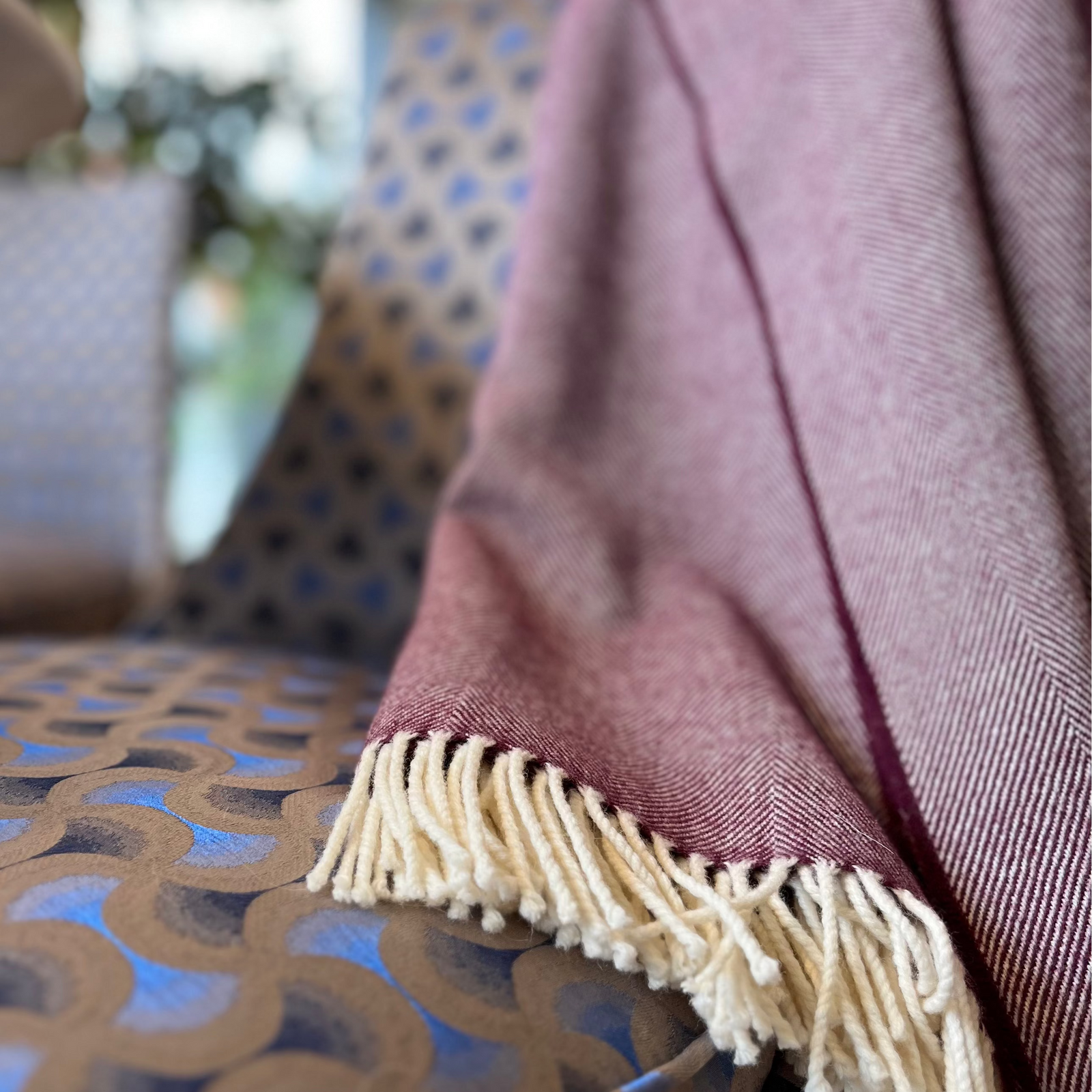 Burgundy Supersoft Merino Herringbone Throw
