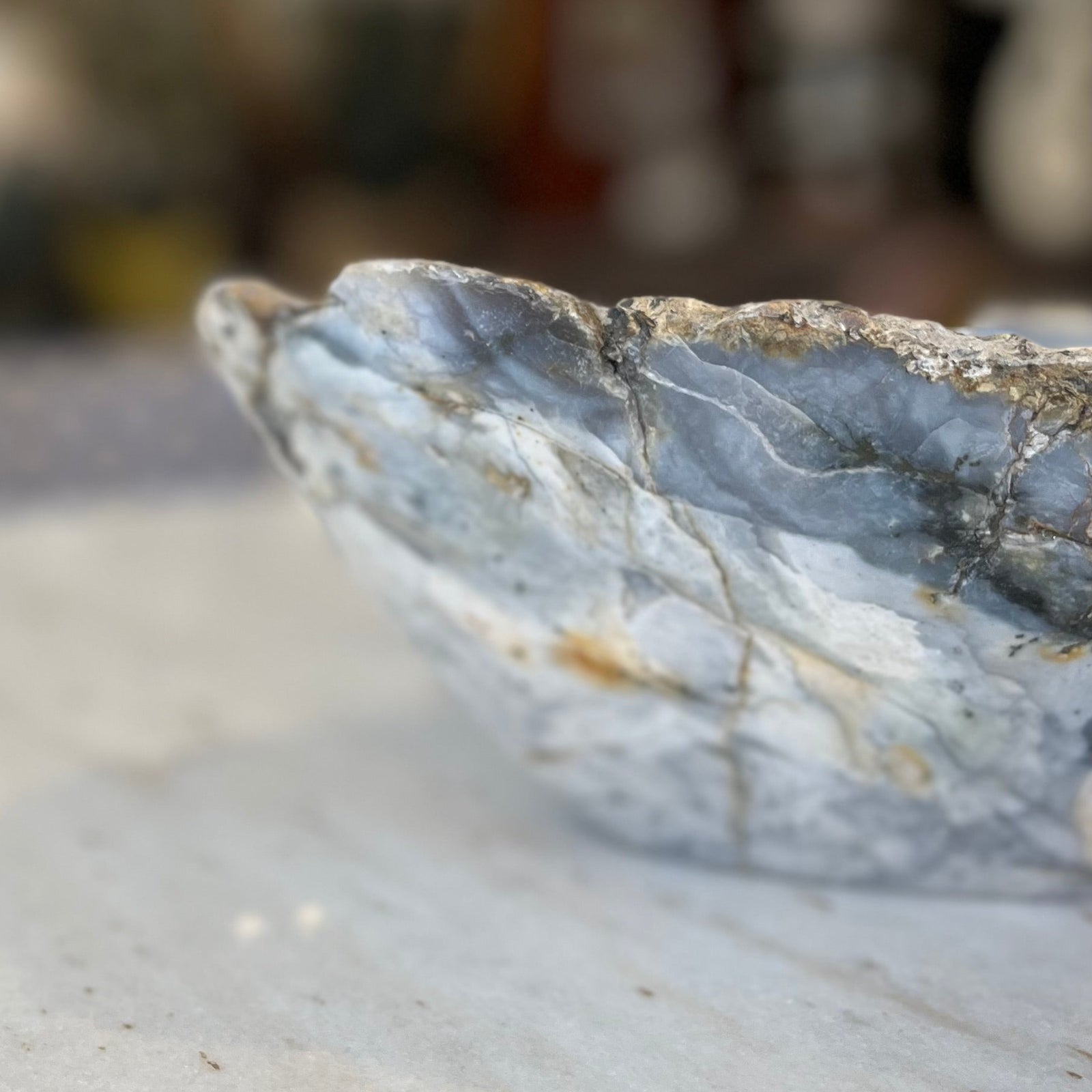 Polished Blue Jasper Oval Bowl