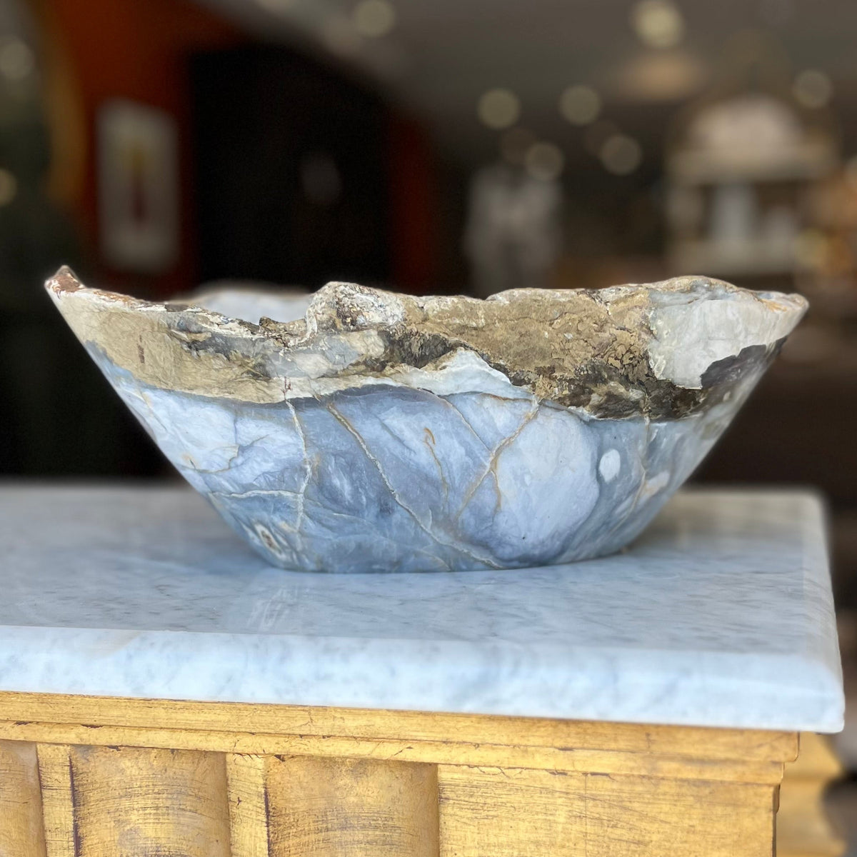 Polished Blue Jasper Uneven Bowl