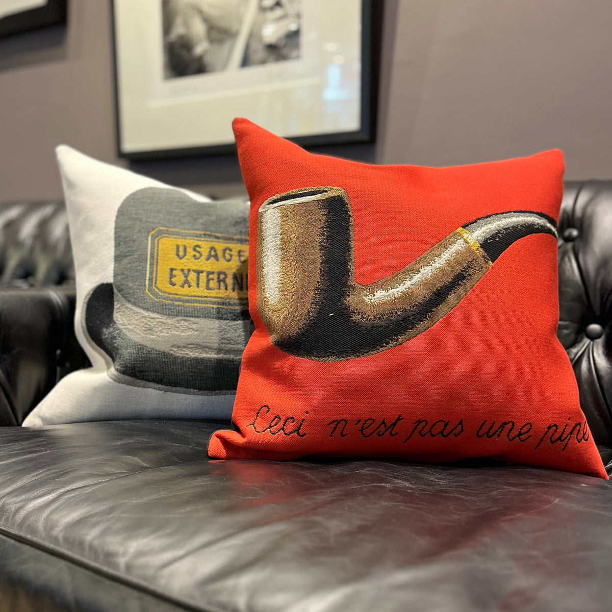 Magritte La Trahison des Images Red 45cm Cushion