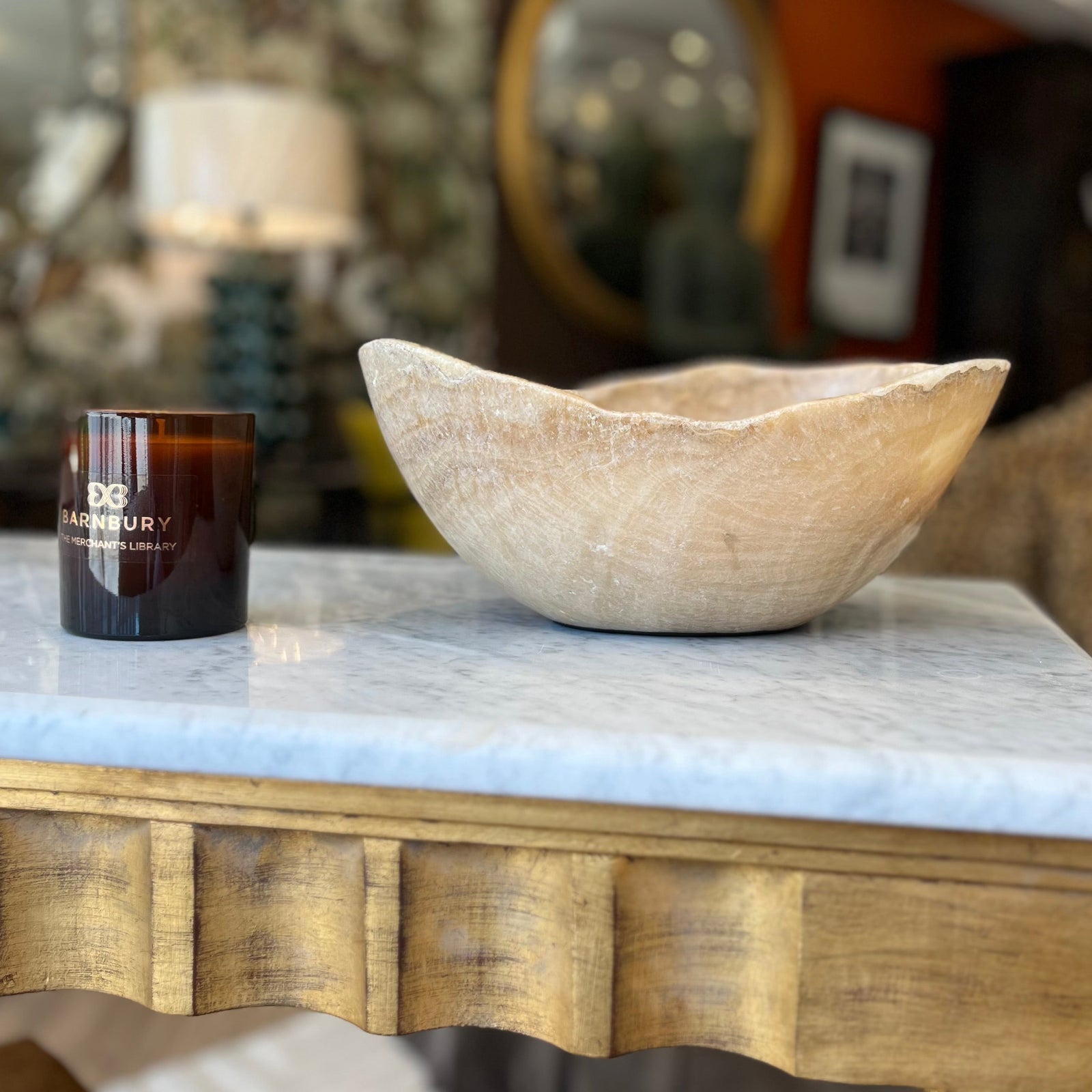 Polished Onyx Bowl with Natural Striations