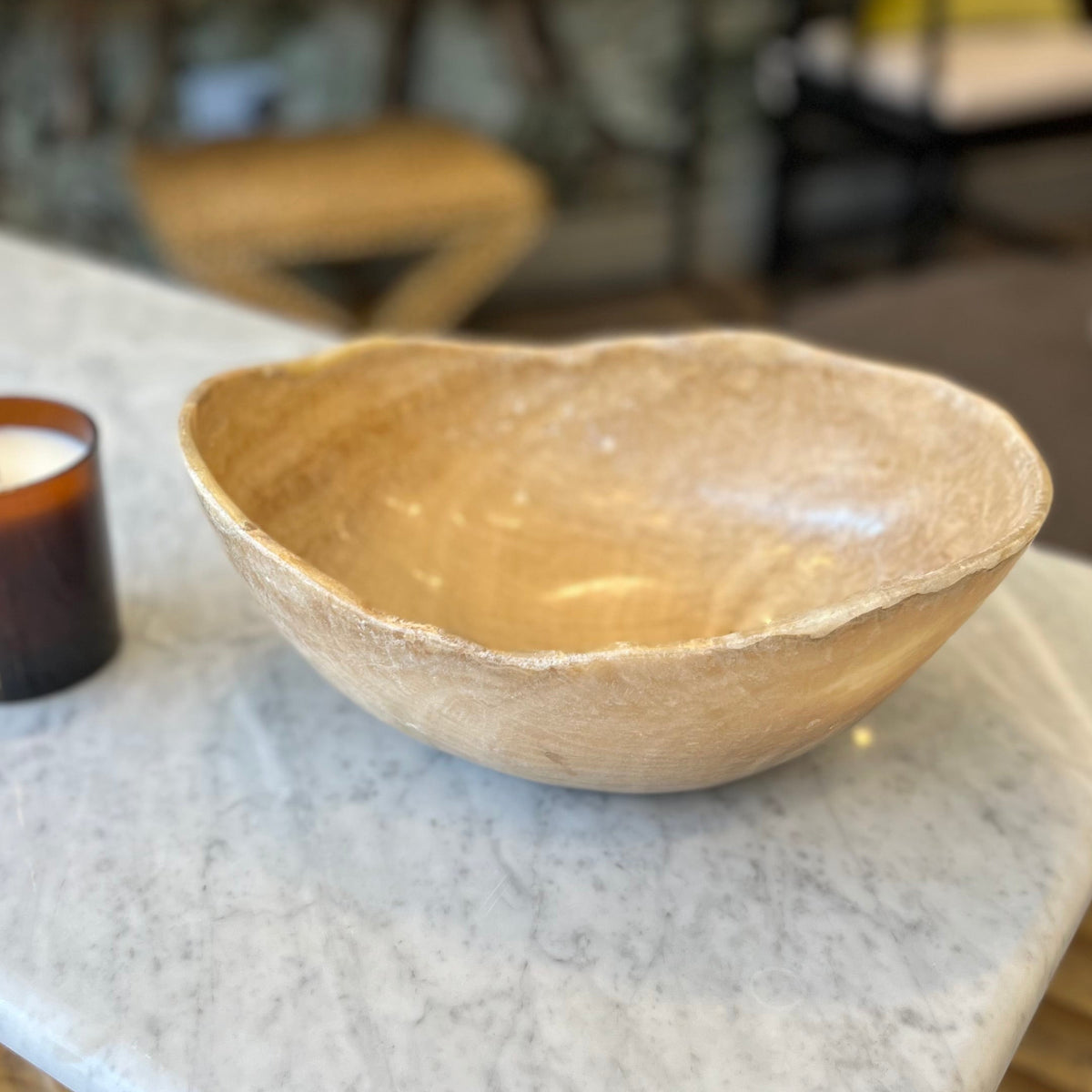 Polished Onyx Bowl with Natural Striations