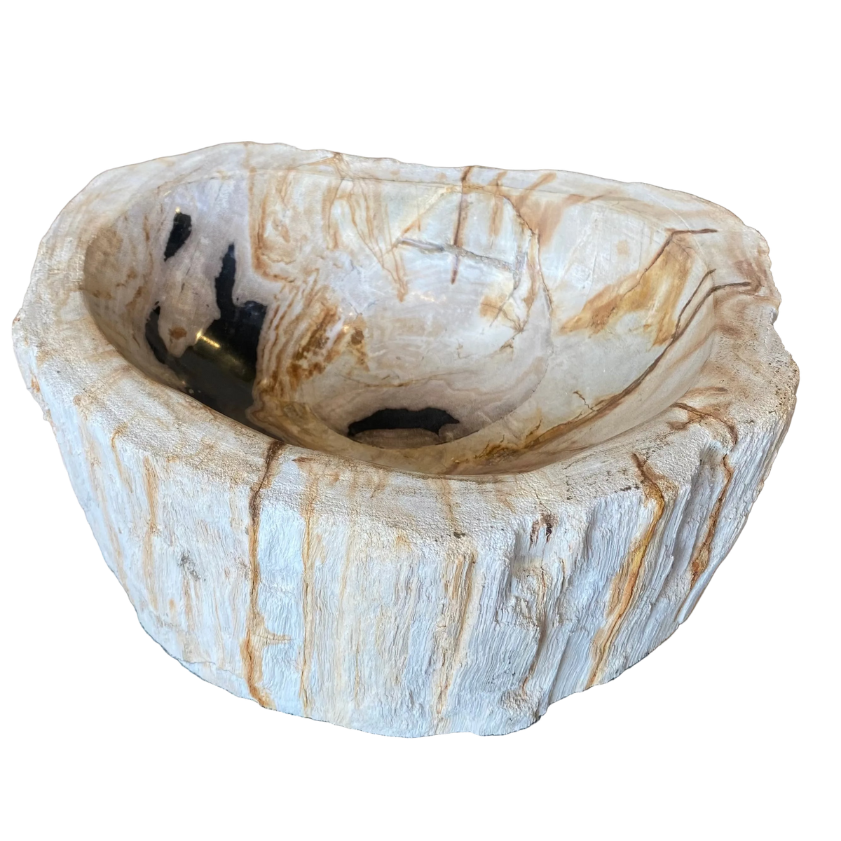 Petrified Wood Bowl - Pale Stone Oval