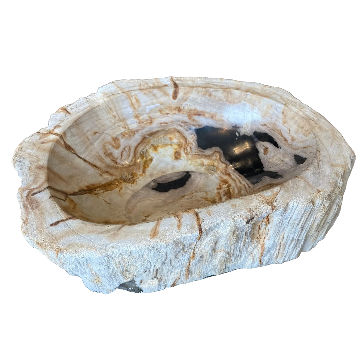 Petrified Wood Bowl - Pale Stone Oval