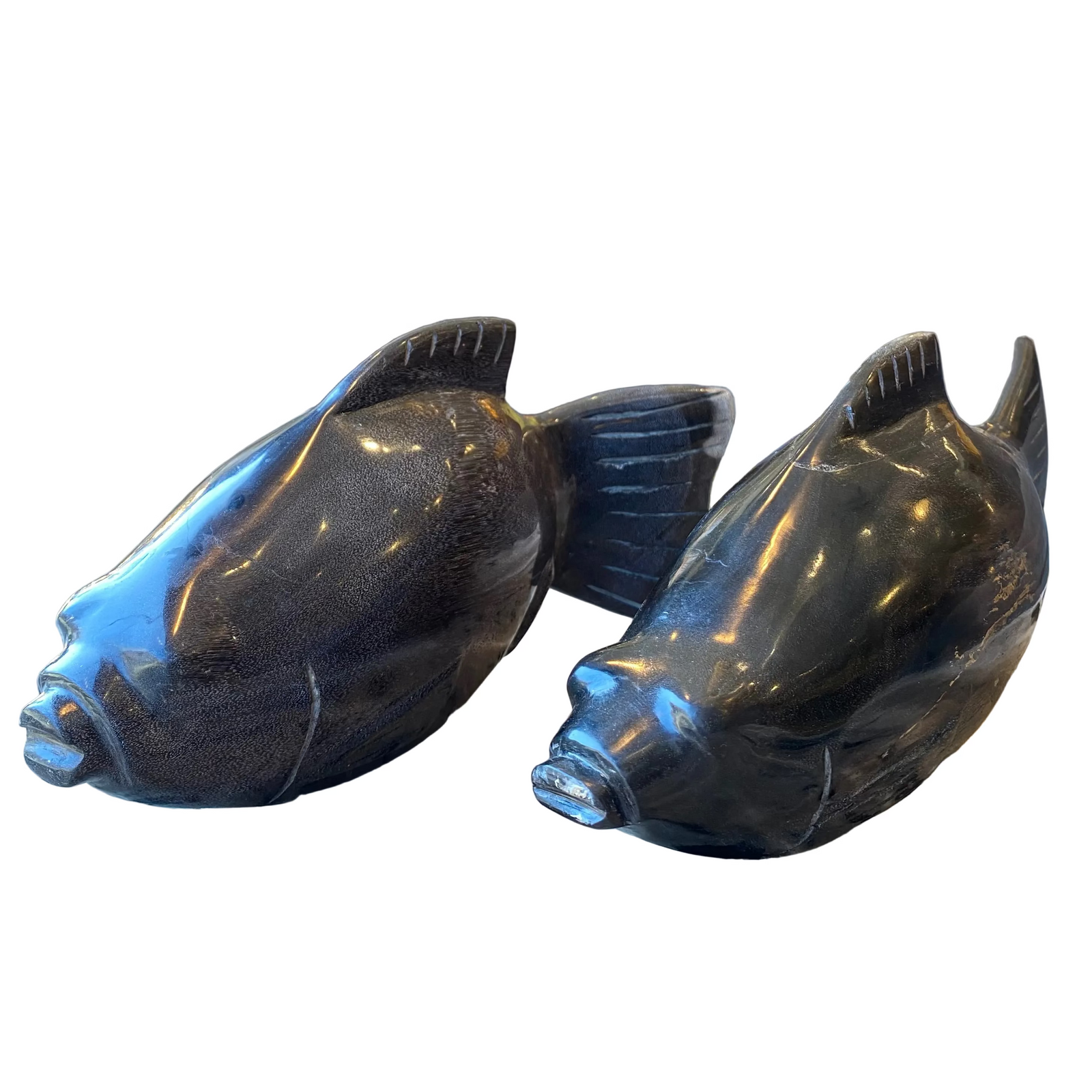 Set of 2 Small Petrified Wood Fish