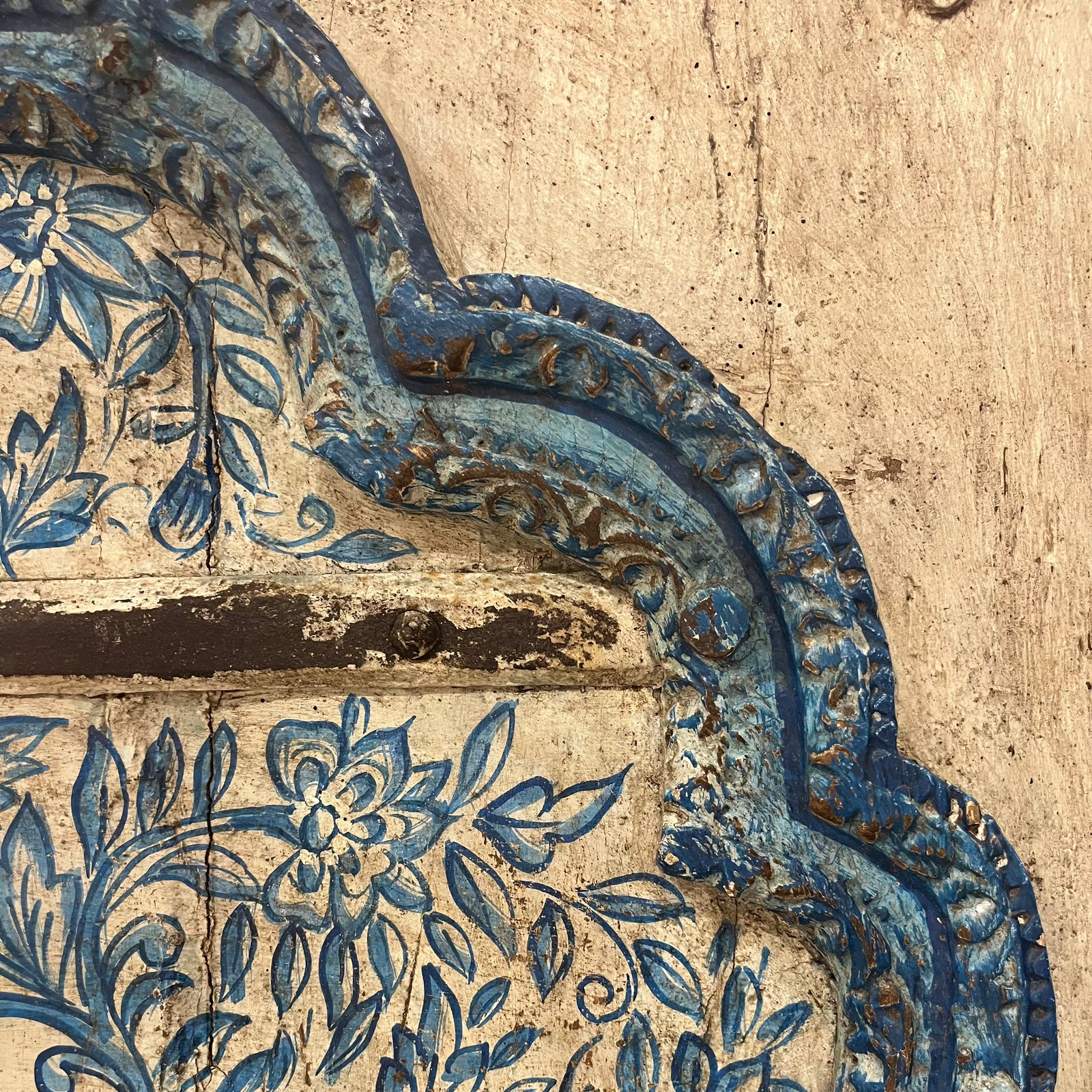 A Pair of Antique Painted Indian Doors on Stand