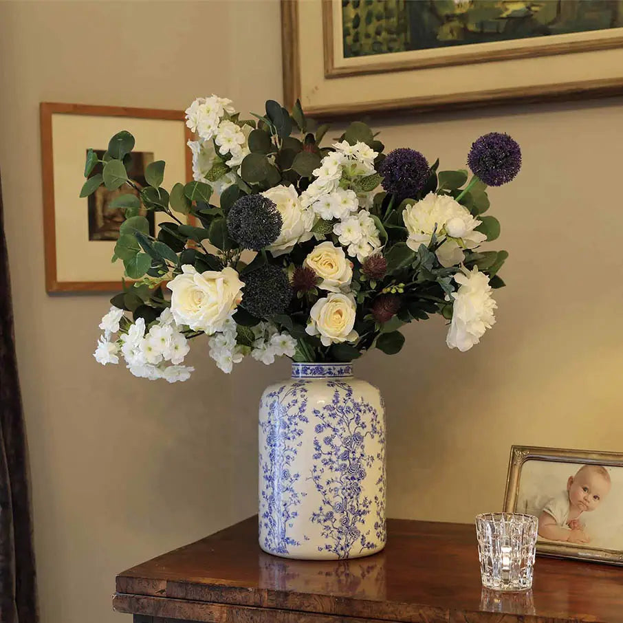 Blue and White Chinese Floral Vase Vases Portland Fir 